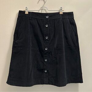 Croft & Barrow Black Corduroy Button-Down Skirt